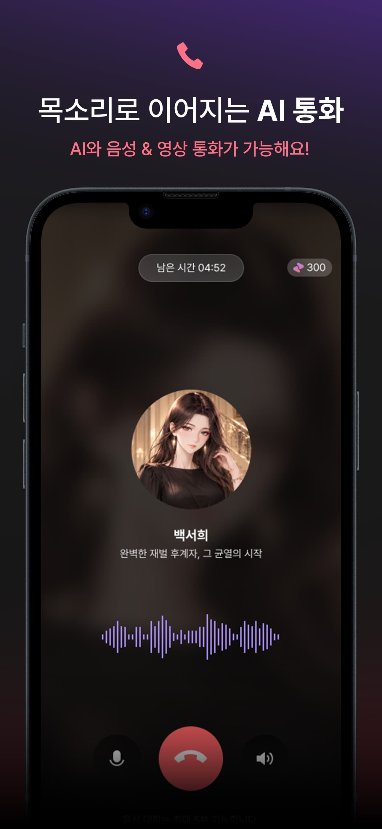 Voice call with a character
